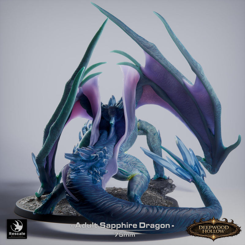 Sapphire Dragon Miniature | Gem Dragon Boss | DnD UNPAINTED Resin - Only-Games
