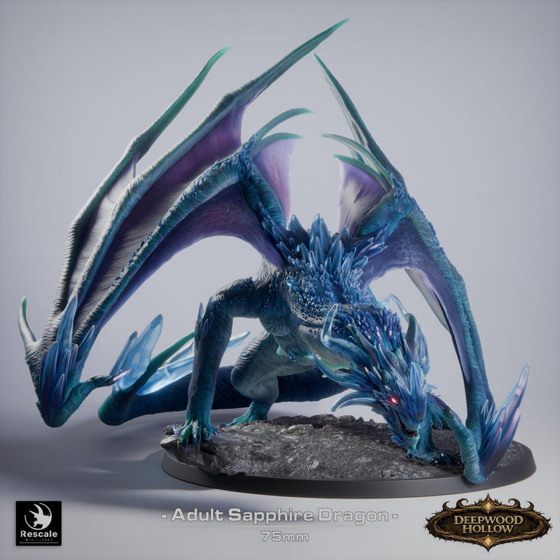 Sapphire Dragon Miniature | Gem Dragon Boss | DnD UNPAINTED Resin - Only-Games