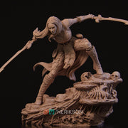Dark Elf Fighter Miniature – Unpainted Female Resin | 5 Sizes - Only-Games