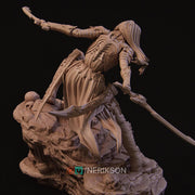 Dark Elf Fighter Miniature – Unpainted Female Resin | 5 Sizes - Only-Games