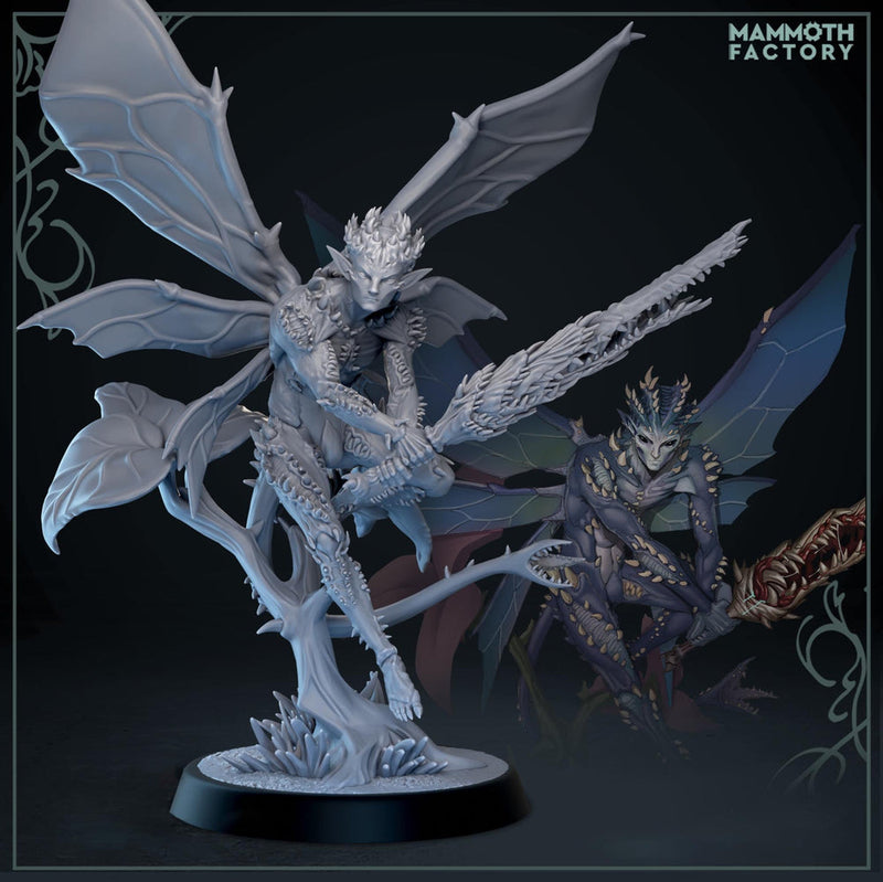 Dark Fairy Miniature | Evil Fey Warrior | Resin RPG Figure - Only-Games