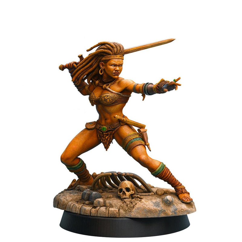 Female Barbarian Miniature | Tribal Sword Warrior | Resin RPG Figure - Only-Games