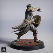 Elf Sword and Shield Fighter Miniature | Fantasy Warrior | Resin 28mm 32mm 54mm 75mm 100mm - Only-Games