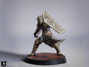 Elf Shield Warrior Fighter Miniature | Fantasy Sword Defender | Resin 28mm 32mm 54mm 75mm 100mm - Only-Games
