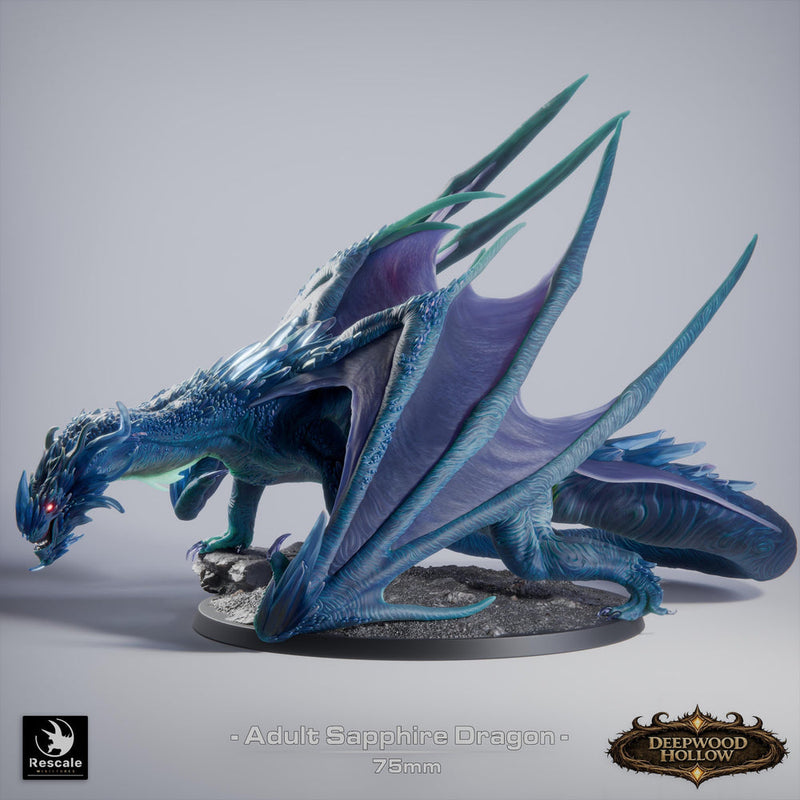 Sapphire Dragon Miniature | Gem Dragon Boss | DnD UNPAINTED Resin - Only-Games