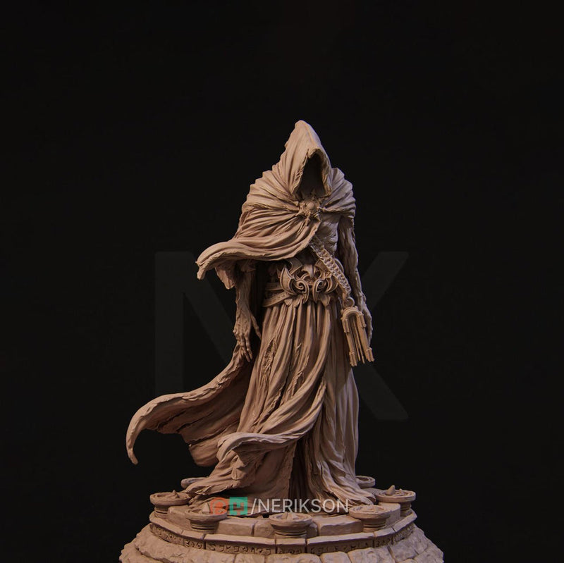 Undead Sorcerer Miniature | Hooded Lich | 5 Sizes Unpainted Resin Figure - Only-Games