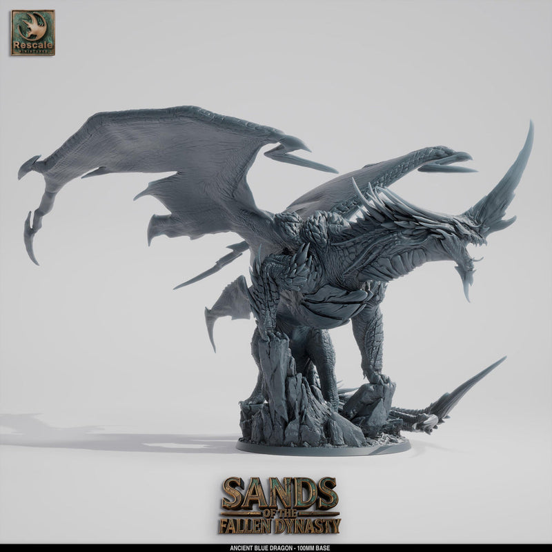 Ancient Blue Dragon Miniature | Gargantuan Resin DND 5e Boss Monster - Only-Games
