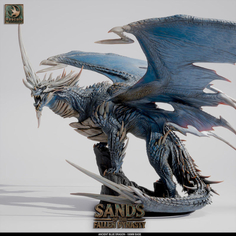 Ancient Blue Dragon Miniature | Gargantuan Resin DND 5e Boss Monster - Only-Games