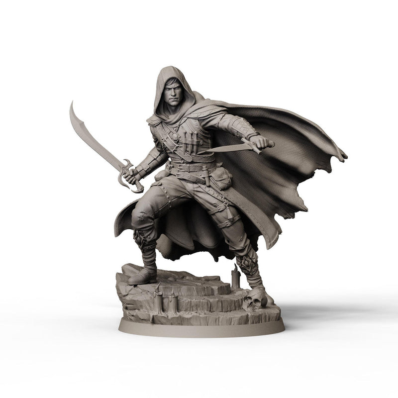 Male Rogue with Scimitar and Dagger, PaintedOrNot Original Design Unpainted Mini | 5 Sizes /Scales - Only-Games