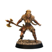 Female Barbarian Miniature | Axe Berserker | Resin RPG Figure - Only-Games
