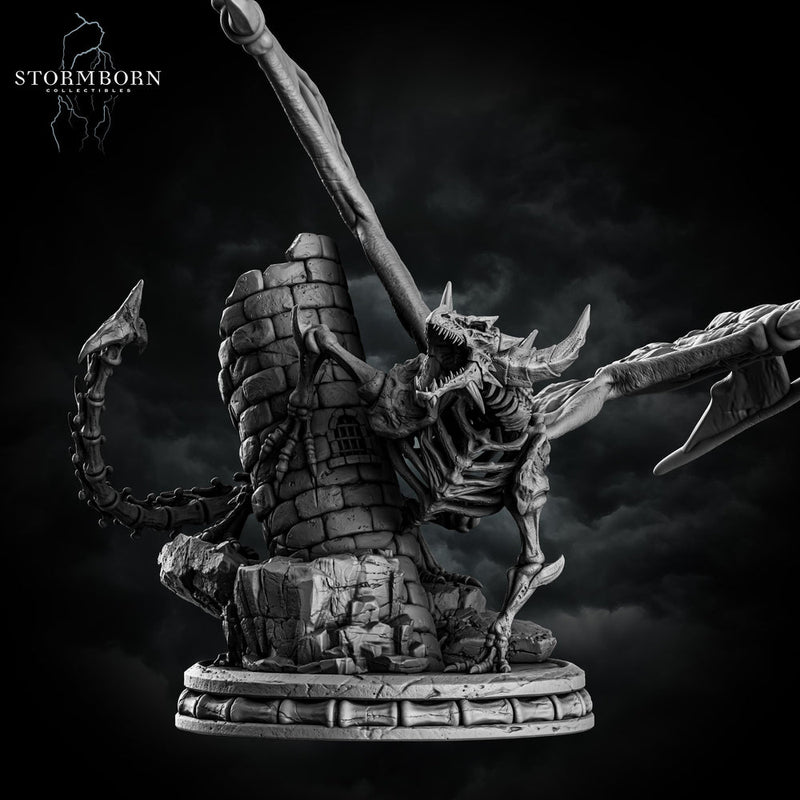 Skeletal Dragon Miniature | Undead Dragon Boss | Unpainted Monster - Only-Games