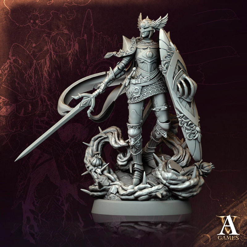 Knight Miniature | Shield Warrior Figure | Unpainted Resin Collector Display - Only-Games