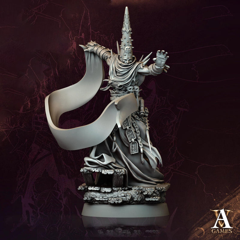 Dark Priest Miniature | Occult Sorcerer Figure | Unpainted Resin Collector Display - Only-Games