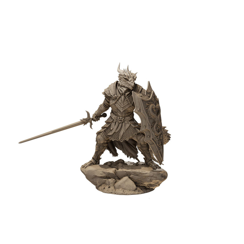 Dragonborn Paladin Miniature, Sword & Shield | PaintedOrNot Original Unpainted Mini - Only-Games