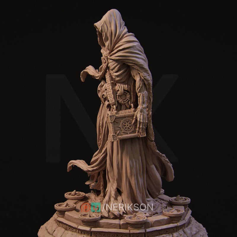 Undead Sorcerer Miniature | Hooded Lich | 5 Sizes Unpainted Resin Figure - Only-Games