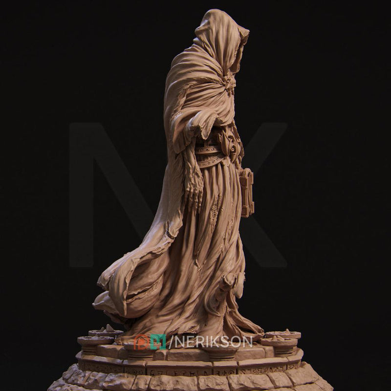 Undead Sorcerer Miniature | Hooded Lich | 5 Sizes Unpainted Resin Figure - Only-Games