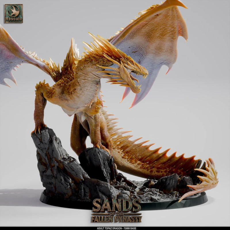 Adult Topaz Dragon Miniature | Gem Dragon Boss | 28mm to Gargantuan - Only-Games