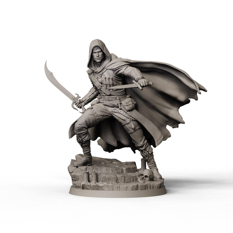 Male Rogue with Scimitar and Dagger, PaintedOrNot Original Design Unpainted Mini | 5 Sizes /Scales - Only-Games
