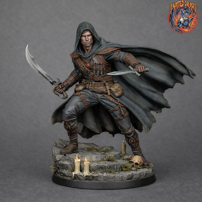 Male Rogue with Scimitar and Dagger, PaintedOrNot Original Design Unpainted Mini | 5 Sizes /Scales - Only-Games