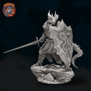 Dragonborn Paladin Miniature, Sword & Shield | PaintedOrNot Original Unpainted Mini - Only-Games