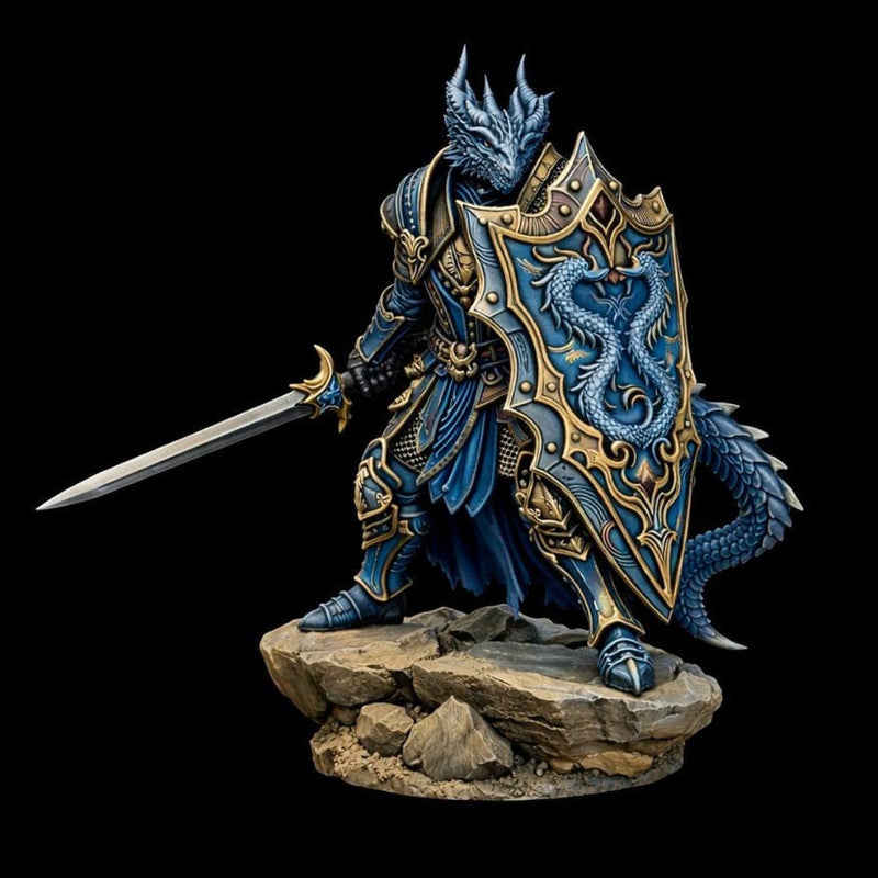 Dragonborn Paladin Miniature, Sword & Shield | PaintedOrNot Original Unpainted Mini - Only-Games