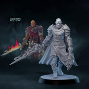 Dark Paladin Miniature with Flaming Sword | Fallen Knight PC NPC | DnD UNPAINTED Resin - Only-Games