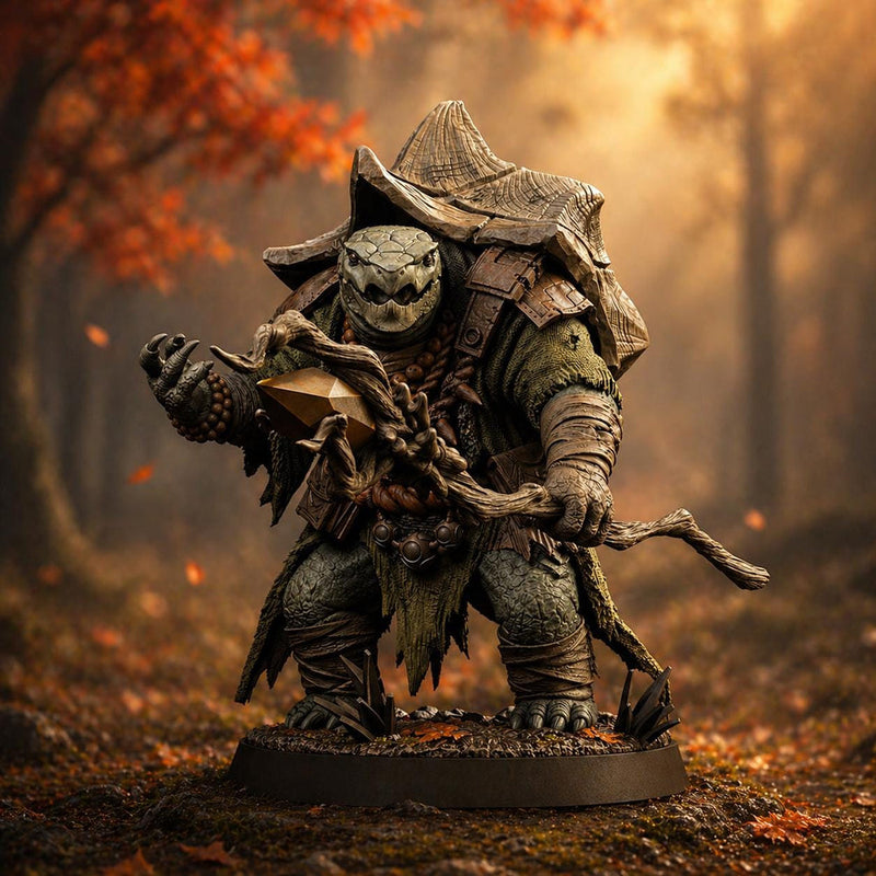 Turtlefolk Druid Miniature | Ravel Sylcarax | Resin RPG Figure - Only-Games
