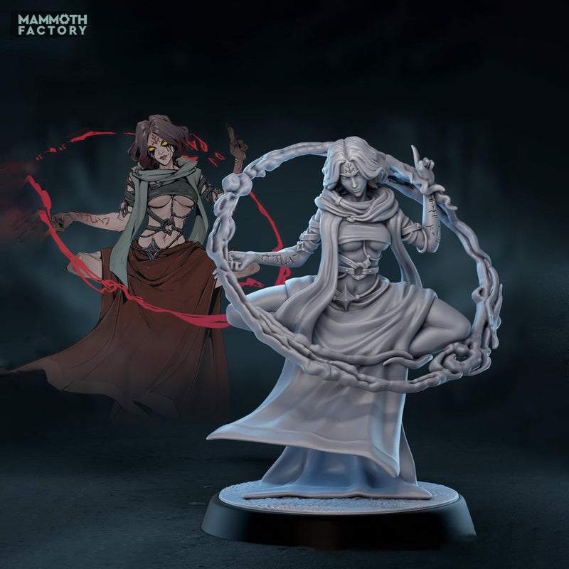 Dark Sorceress Miniature Blood Magic Caster | Warlock PC NPC | DnD UNPAINTED Resin - Only-Games