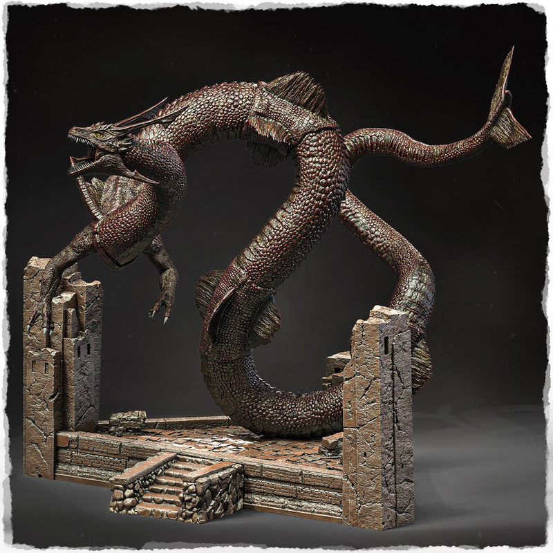 Serpentine Dragon Miniature | Eastern Sea Dragon Boss | DnD Pathfinder UNPAINTED - Only-Games