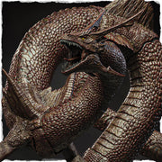 Serpentine Dragon Miniature | Eastern Sea Dragon Boss | DnD Pathfinder UNPAINTED - Only-Games