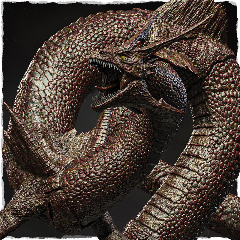 Serpentine Dragon Miniature | Eastern Sea Dragon Boss | DnD Pathfinder UNPAINTED - Only-Games