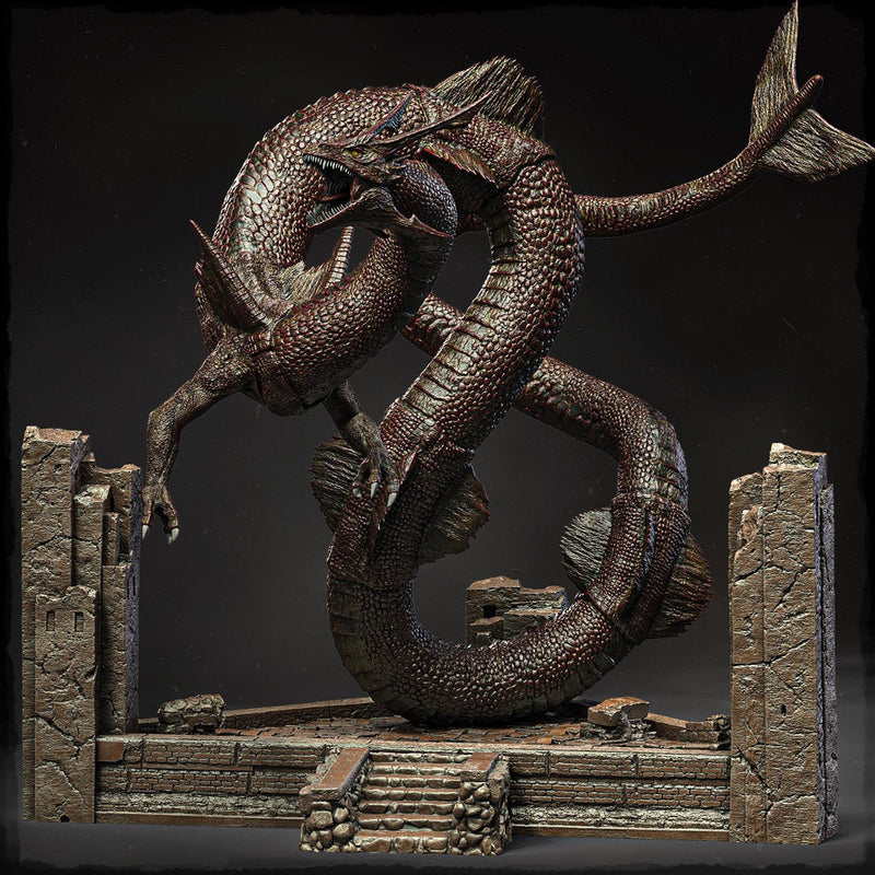 Serpentine Dragon Miniature | Eastern Sea Dragon Boss | DnD Pathfinder UNPAINTED - Only-Games