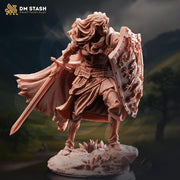 Female Paladin Miniature | Sword and Shield Knight | DnD Pathfinder UNPAINTED Resin - Only-Games