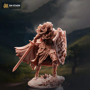Female Paladin Miniature | Sword and Shield Knight | DnD Pathfinder UNPAINTED Resin - Only-Games