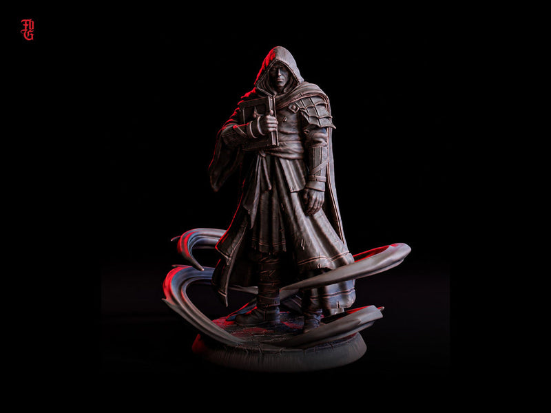 Hooded Warlock Miniature | Dark Scribe Necromancer | UNPAINTED Resin - Only-Games