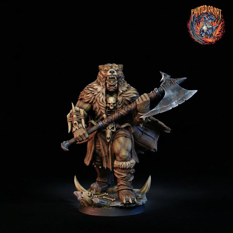 Half-Orc Barbarian, Fighter PC NPC, PaintedorNot Original Design Unpainted Mini | 5 Sizes /Scales - Only-Games