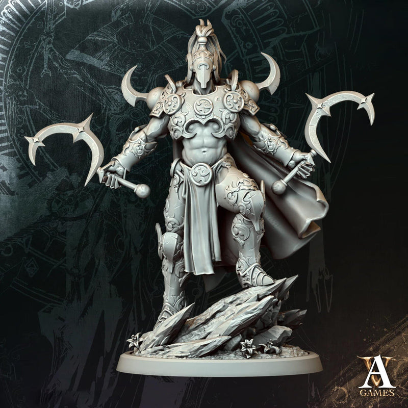 Dual Wield Fighter Miniature | Armored Gladiator Warrior | UNPAINTED Resin - Only-Games