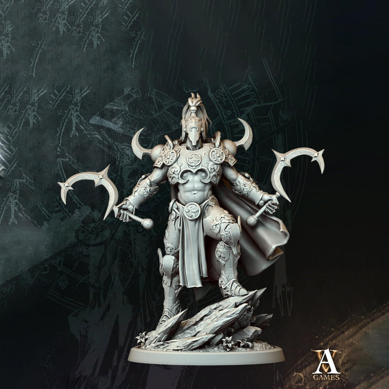 Dual Wield Fighter Miniature | Armored Gladiator Warrior | UNPAINTED Resin - Only-Games