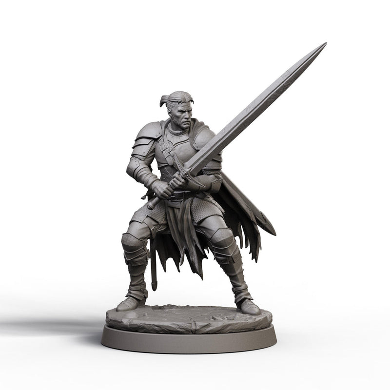 Human Fighter Unpainted Miniature, Aldric Greatsword Fighter, PaintedOrNot Original Resin Mini for DnD 5E - Only-Games