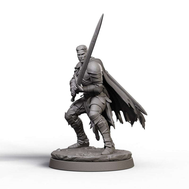 Human Fighter Unpainted Miniature, Aldric Greatsword Fighter, PaintedOrNot Original Resin Mini for DnD 5E - Only-Games