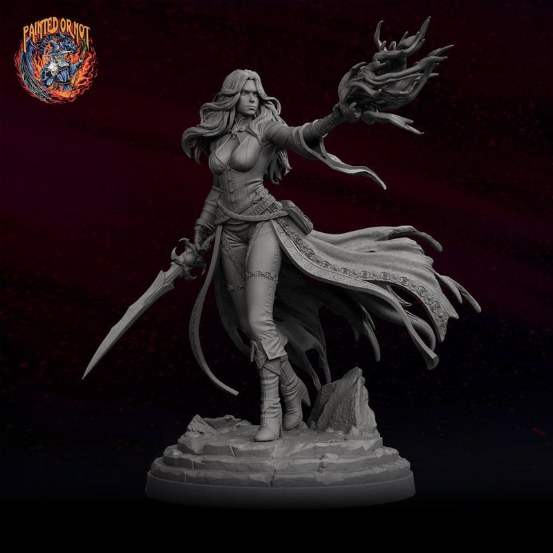 Female Warlock Unpainted Miniature, Malyra Eldritch Warlock, PaintedOrNot Original Resin Mini for DnD 5E - Only-Games