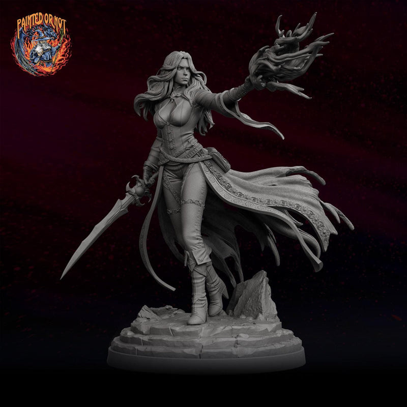 Malyra Eldritch Warlock STL | Female Tiefling Spellcaster Digital Mini for DnD 5E - Only-Games