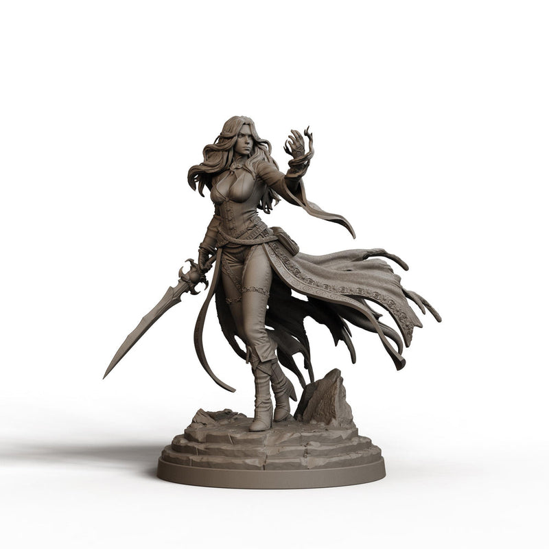 Female Warlock Unpainted Miniature, Malyra Pactblade Warlock, PaintedOrNot Original Resin Mini for DnD 5E - Only-Games