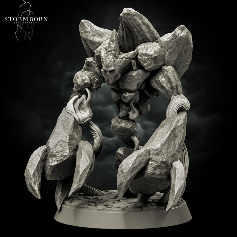 Earth Elemental Unpainted Miniature | Stone Golem Monster | Resin Boss for DnD Pathfinder - Only-Games