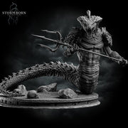 Naga Warrior Unpainted Miniature | Serpentfolk Boss Monster | Resin for DnD Pathfinder - Only-Games