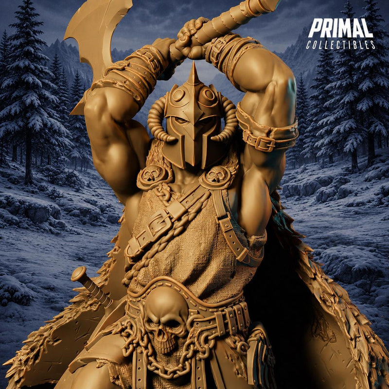 Barbarian Knight Miniature | Doom Herald Axe Warrior | UNPAINTED Resin DnD Pathfinder - Only-Games
