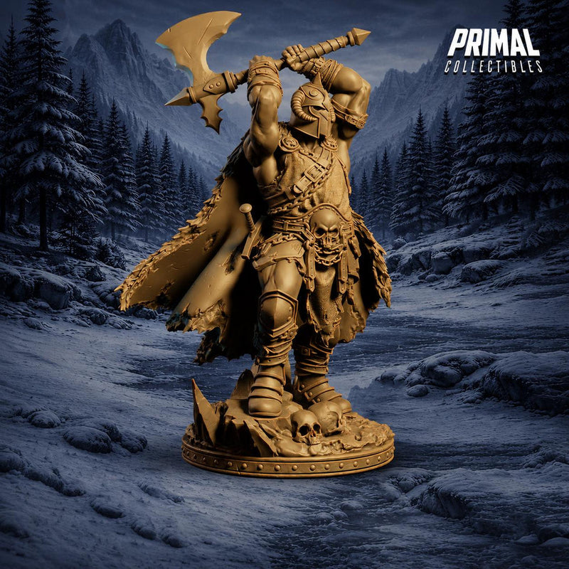 Barbarian Knight Miniature | Doom Herald Axe Warrior | UNPAINTED Resin DnD Pathfinder - Only-Games
