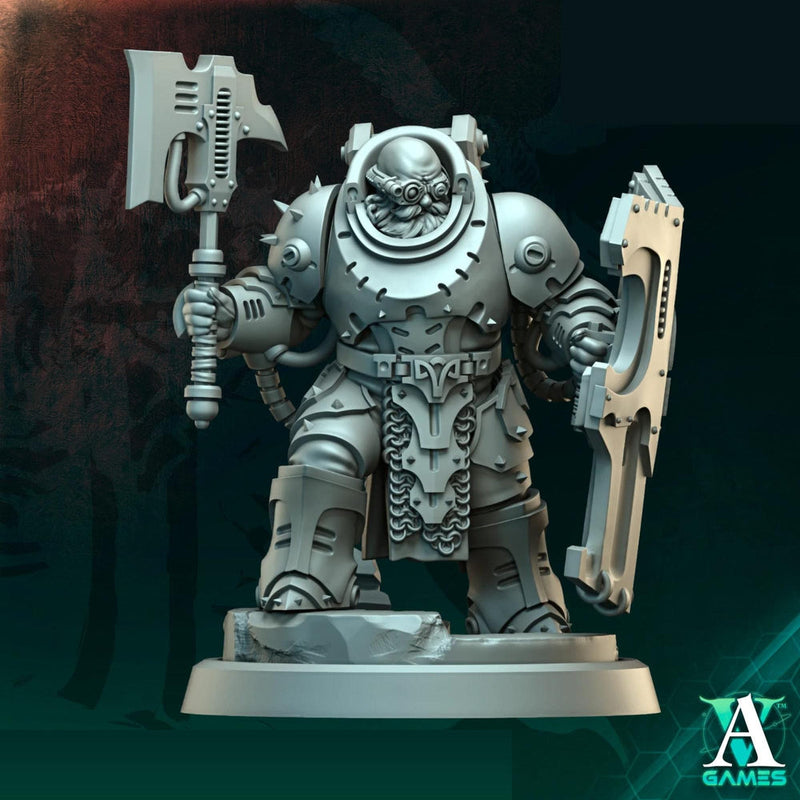 Sci-Fi Warrior Miniature | Shield Axe Soldier | UNPAINTED Resin RPG Wargame - Only-Games