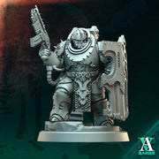 Sci-Fi Soldier Miniature | Shield Rifle Warrior | UNPAINTED Resin RPG Wargame - Only-Games