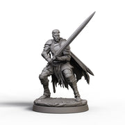 Human Fighter Unpainted Miniature, Aldric Greatsword Fighter, PaintedOrNot Original Resin Mini for DnD 5E - Only-Games